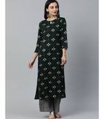 Indo Era Green Printed Straight Kurtas
