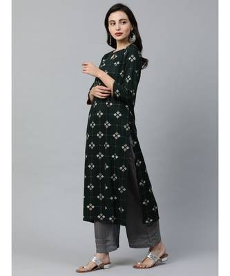 Indo Era Green Printed Straight Kurtas 3