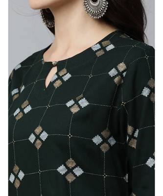 Indo Era Green Printed Straight Kurtas 4