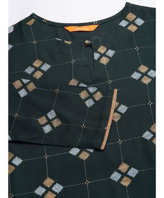 Indo Era Green Printed Straight Kurtas 5