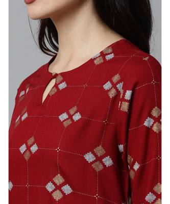 Indo Era Maroon Printed Straight Kurtas 2