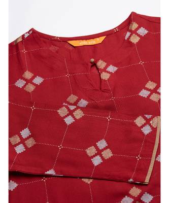 Indo Era Maroon Printed Straight Kurtas 3