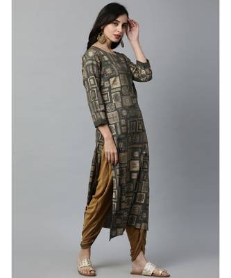 Indo Era Green Geometric Foil Printed Straight Kurtas 2