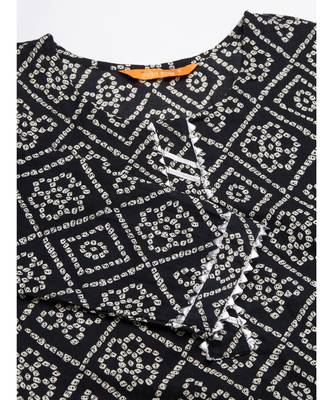 Indo Era Black Printed Straight Kurtas 6