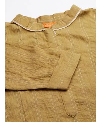 Indo Era Olive Solid Straight Kurtas 3
