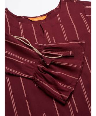 Indo Era Maroon Solid Straight Kurtas 5