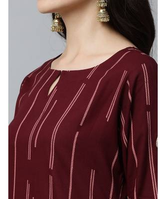 Indo Era Maroon Solid Straight Kurtas 6