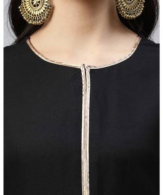 Indo Era Black Foil Printed Straight Kurtas 5