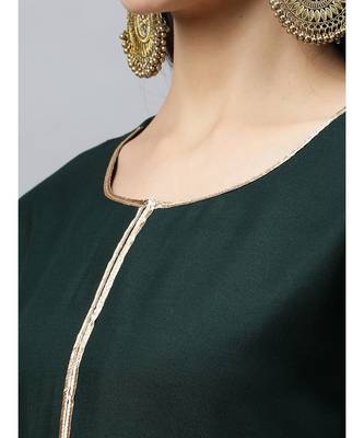 Indo Era Green Foil Printed Straight Kurtas 5