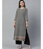 Indo Era Black Printed Straight Kurtas