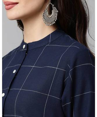 Indo Era Navy Blue Solid Straight Kurtas 5