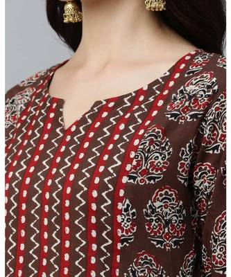 Indo Era Brown Printed Anarkali Kurtas 4