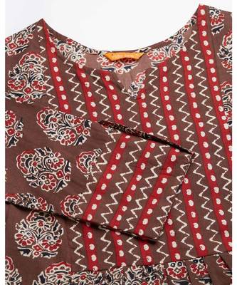 Indo Era Brown Printed Anarkali Kurtas 5