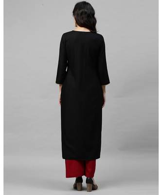 Indo Era Black Foil Printed Straight Kurtas 5