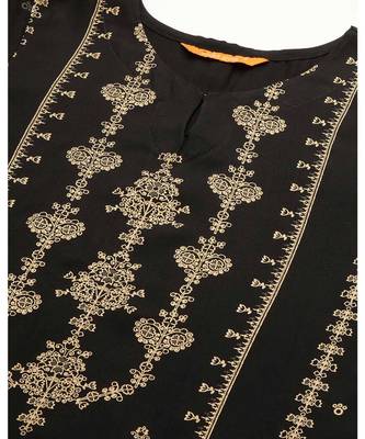 Indo Era Black Foil Printed Straight Kurtas 5