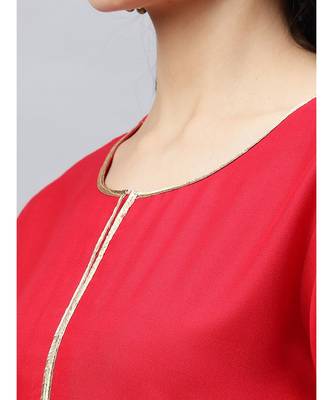 Indo Era Red Foil Printed Straight Kurtas 5