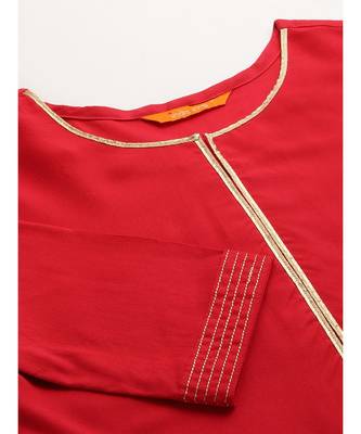 Indo Era Red Foil Printed Straight Kurtas 6