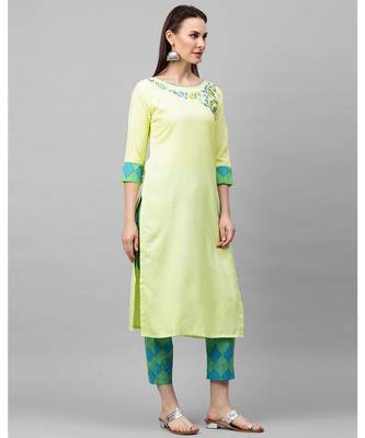 Indo Era Green Embroidered Straight Kurtas 4