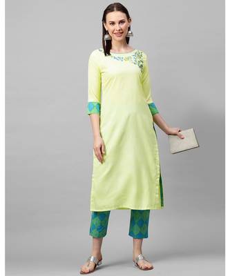 Indo Era Green Embroidered Straight Kurtas 5