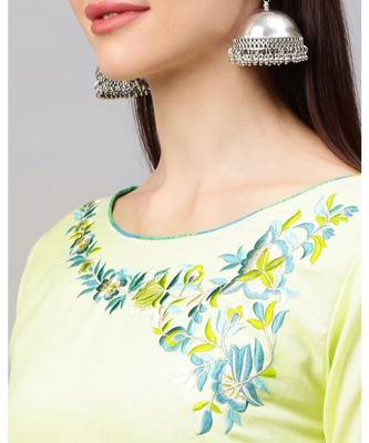 Indo Era Green Embroidered Straight Kurtas 6