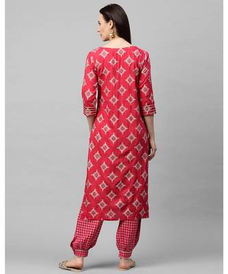 Indo Era Pink Foil Printed Straight Kurtas 2