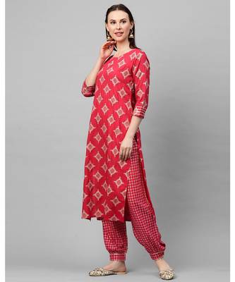 Indo Era Pink Foil Printed Straight Kurtas 3