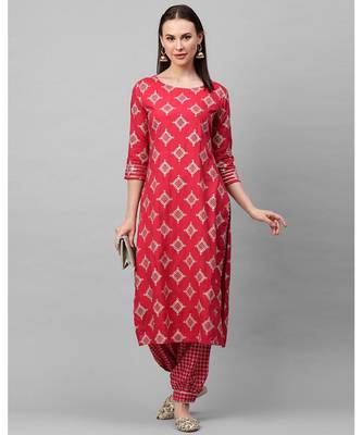 Indo Era Pink Foil Printed Straight Kurtas 5