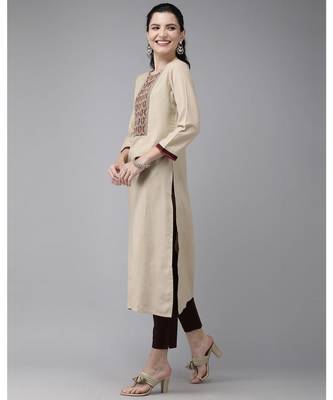 Indo Era Beige Solid Kurtas 2