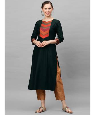Indo Era Green Solid Straight Kurtas 1