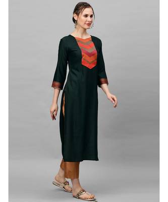 Indo Era Green Solid Straight Kurtas 3