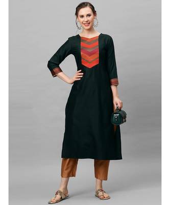Indo Era Green Solid Straight Kurtas 4