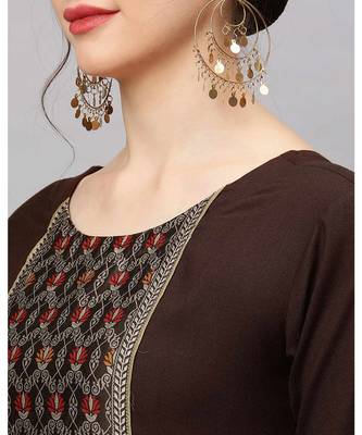 Indo Era Brown Solid Straight Kurtas 5