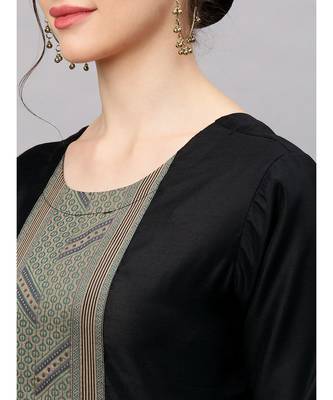 Indo Era Black Solid Straight Kurtas 5