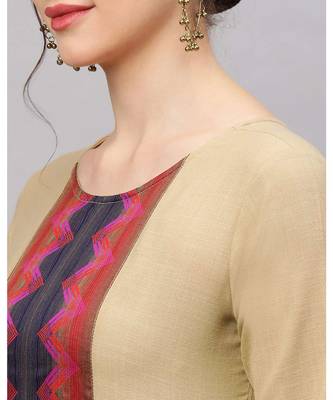 Indo Era Beige Solid Straight Kurtas 5