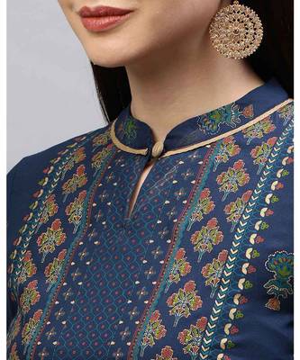 Indo Era Navy Blue Printed Straight Kurtas 5