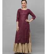 Indo Era Wine Embroided Straight Kurta