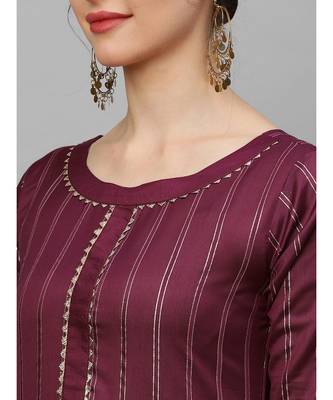 Indo Era Wine Embroided Straight Kurta 5