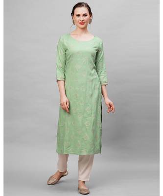 Indo Era Green Ethnic Motifs Straight Kurta 1