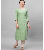 Indo Era Green Ethnic Motifs Straight Kurta