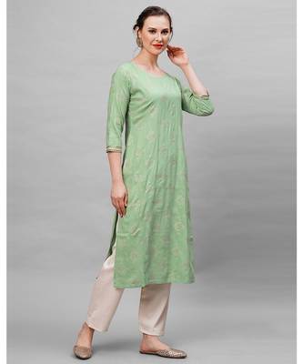 Indo Era Green Ethnic Motifs Straight Kurta 2