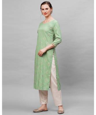 Indo Era Green Ethnic Motifs Straight Kurta 3
