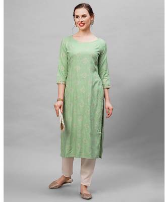 Indo Era Green Ethnic Motifs Straight Kurta 4