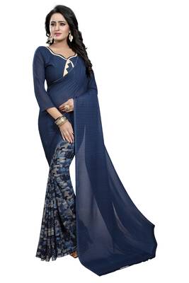 Multicolor printed faux georgette saree with blouse 1