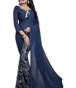 Multicolor printed faux georgette saree with blouse