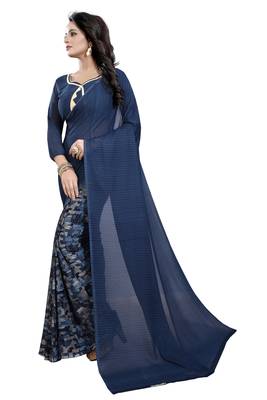 Multicolor printed faux georgette saree with blouse 3