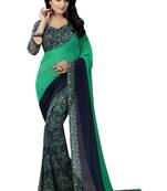 Multicolor printed faux georgette saree with blouse