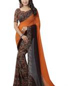 Multicolor printed faux georgette saree with blouse