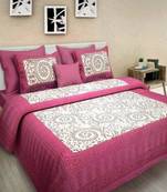 Ridan Pink Cotton   Double Bed Sheet With Pillow Cover
