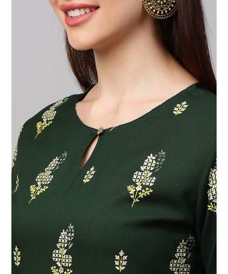 Indo Era Green Foil Printed Straight Kurta with Palazzo Sets 4