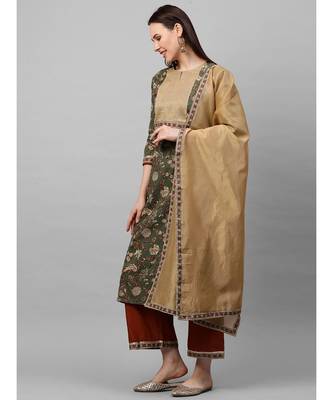 Indo Era Green Printed Straight Kurta Palazzo with Dupatta Sets 3